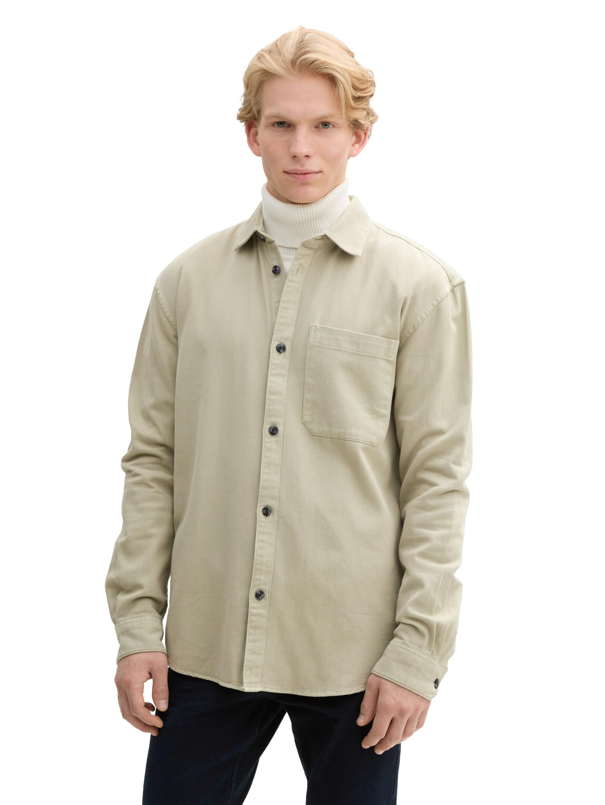 Tom Tailor Denim Herren 1045179 Relaxed Fit Gament Dye Overshirt Hemd (1er Pack)
