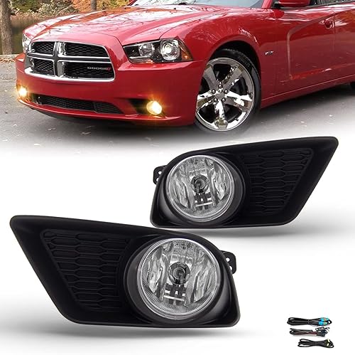 TENTIONAUTO Luces antiniebla de conducción para Dodge Charger 2011 2012 2013 2014 con bombillas halógenas H8 12V 35W y kit de interruptor y cableado
