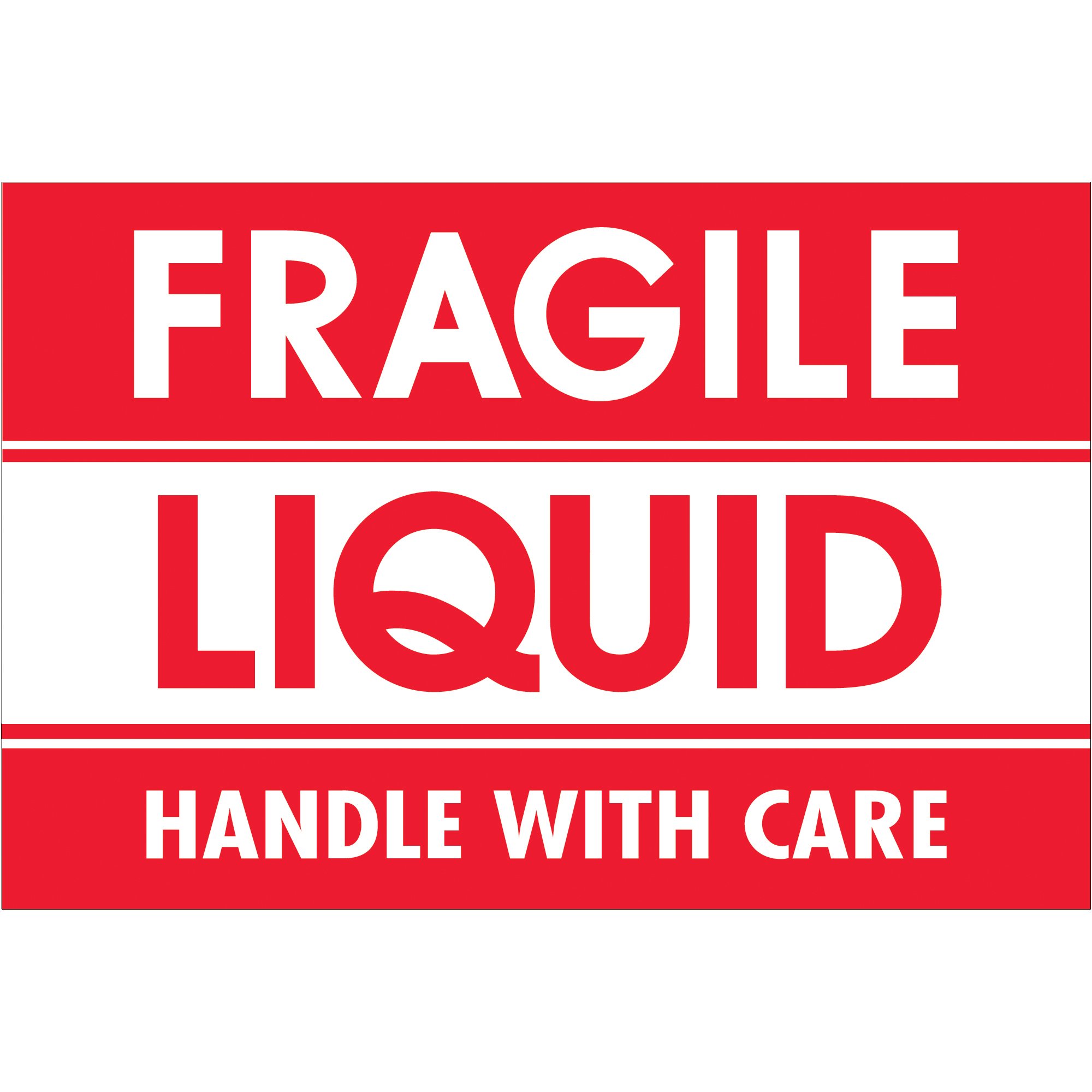 Tape Logic Aviditi Tape Logic 2" x 3","Fragile Liquid Handle with Care" Red/White Warning Sticker, for Shipping, Handling, Packing, and Moving (1 Roll of 500 Labels)