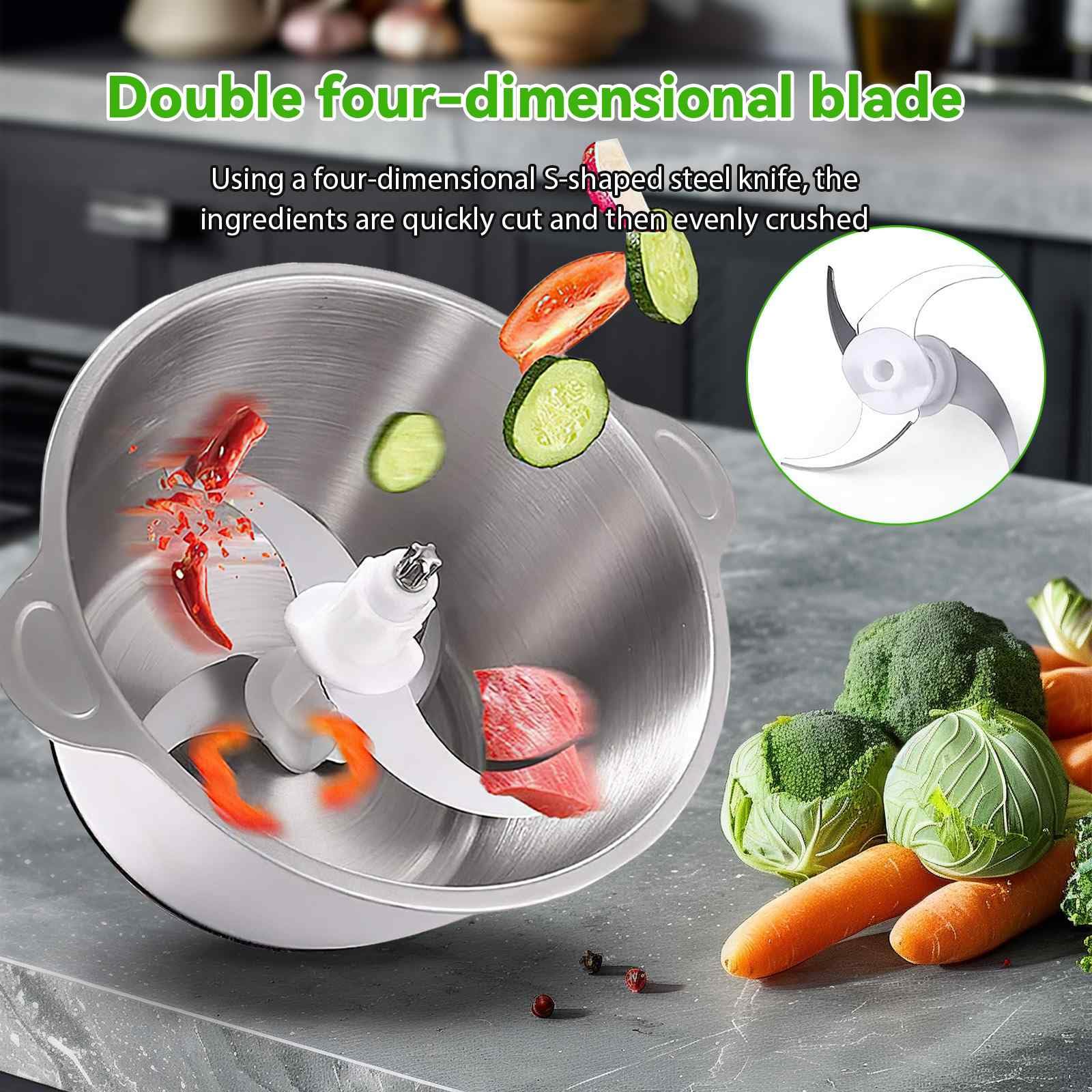 Tritatutto Elettrico 2L Tritacarne 400W Con 4 Lame Rimovibili, 2 Livelli Di Velocità, Per Carne Verdura E Frutta Cipolla Aglio Alimenti Bambino