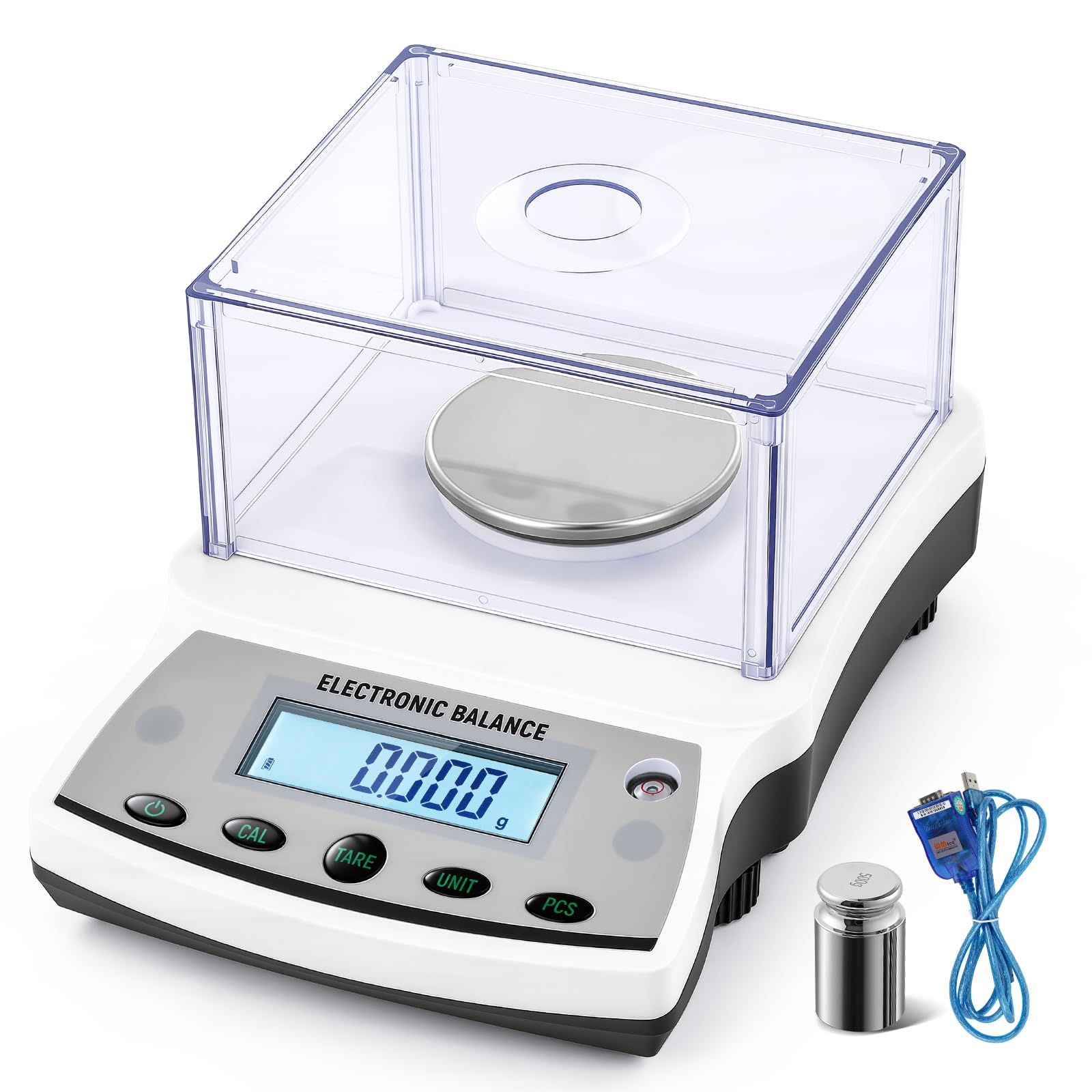 Antstone Bilancia da laboratorio 0,001 g Precisione 500 g Digital Scientific 1 mg Bilancia analitica di precisione da laboratorio Bilancia analitica di precisione 001 grammi leggibilità (500 g)