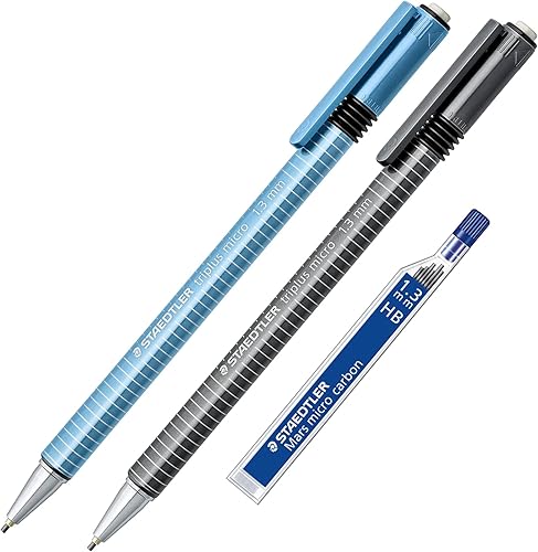 Miniatura 2 de STAEDTLER Triplus - Lápices mecánicos micro, plomo #2 de 0.051 in con borrador giratorio, agarre triangular ergonómico, incluye 6 repuestos, plomo