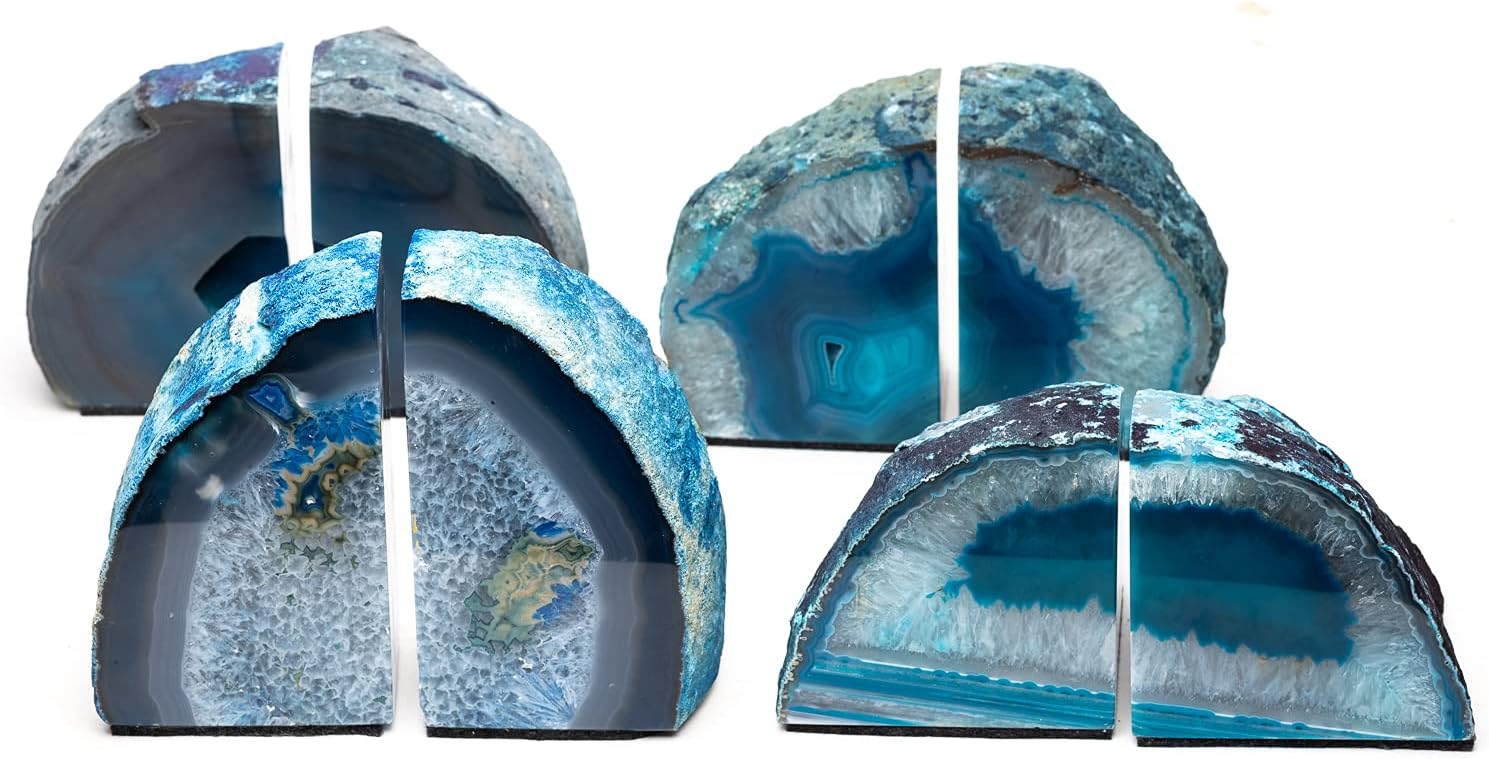 Agate Bookend Plus Includes Felt Bottom (6-8 lb, Blue)