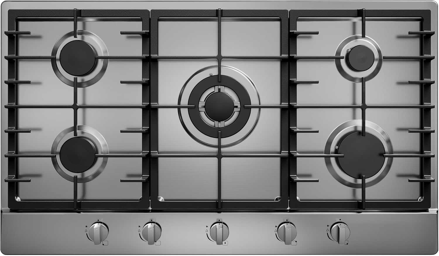 36 Inch Gas Cooktop 5 Sealed Burners, Stainless Steel Drop-in Stovetop Dishwasher Safe Cast Iron Grates, NG/LPG Convertible, 38K BTU