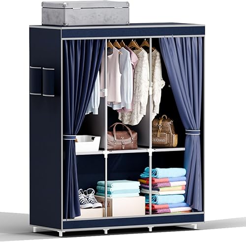 Organizador portátil de almacenamiento de armario con ruedas, marco resistente y tela no tejida, organizador de armario independiente a prueba de