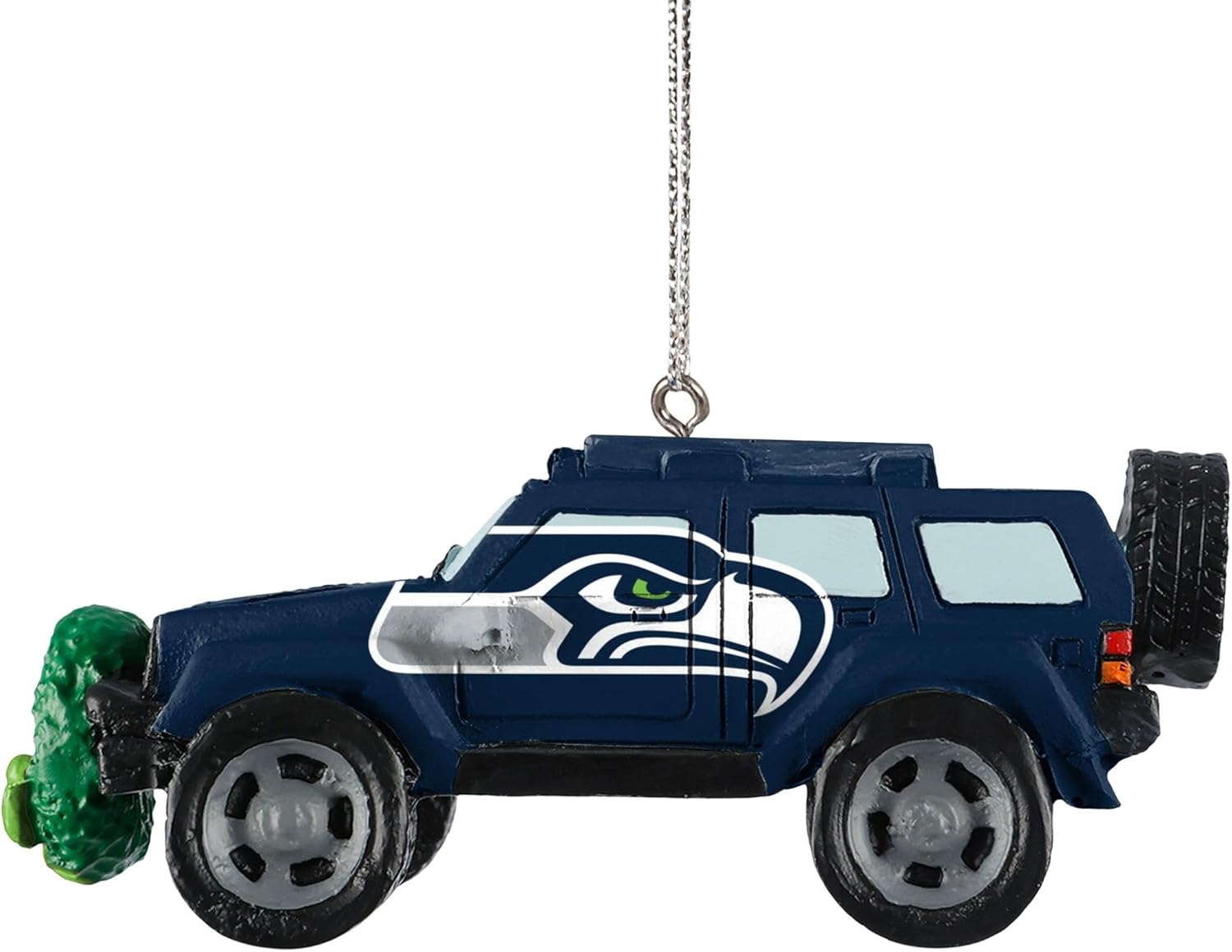 FOCO Seattle Seahawks SUV Vehicle with Wreath Holiday Ornament - Image 2