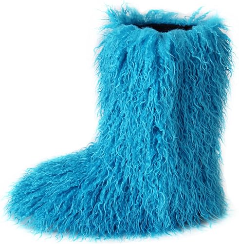 Gegefur Women's Faux fur Boot Furry Fluffy Short Snow Boot Mid-Calf Boots Warm C