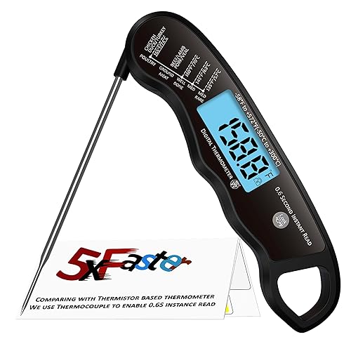 Miniatura 10 de Termómetro digital para carne de lectura instantánea de 0.6S, sonda/lápiz, calibrado de fábrica/impermeable/retroiluminado/magnético/pantalla Rojo y