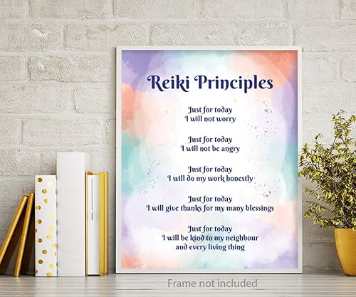 Miniatura 6 de Reiki Principles Wall Art Prints - Unframed 8x10 in - Mandala Design Posters for Home Decoration - Pictures with Inspirational Quotes for Bedroom