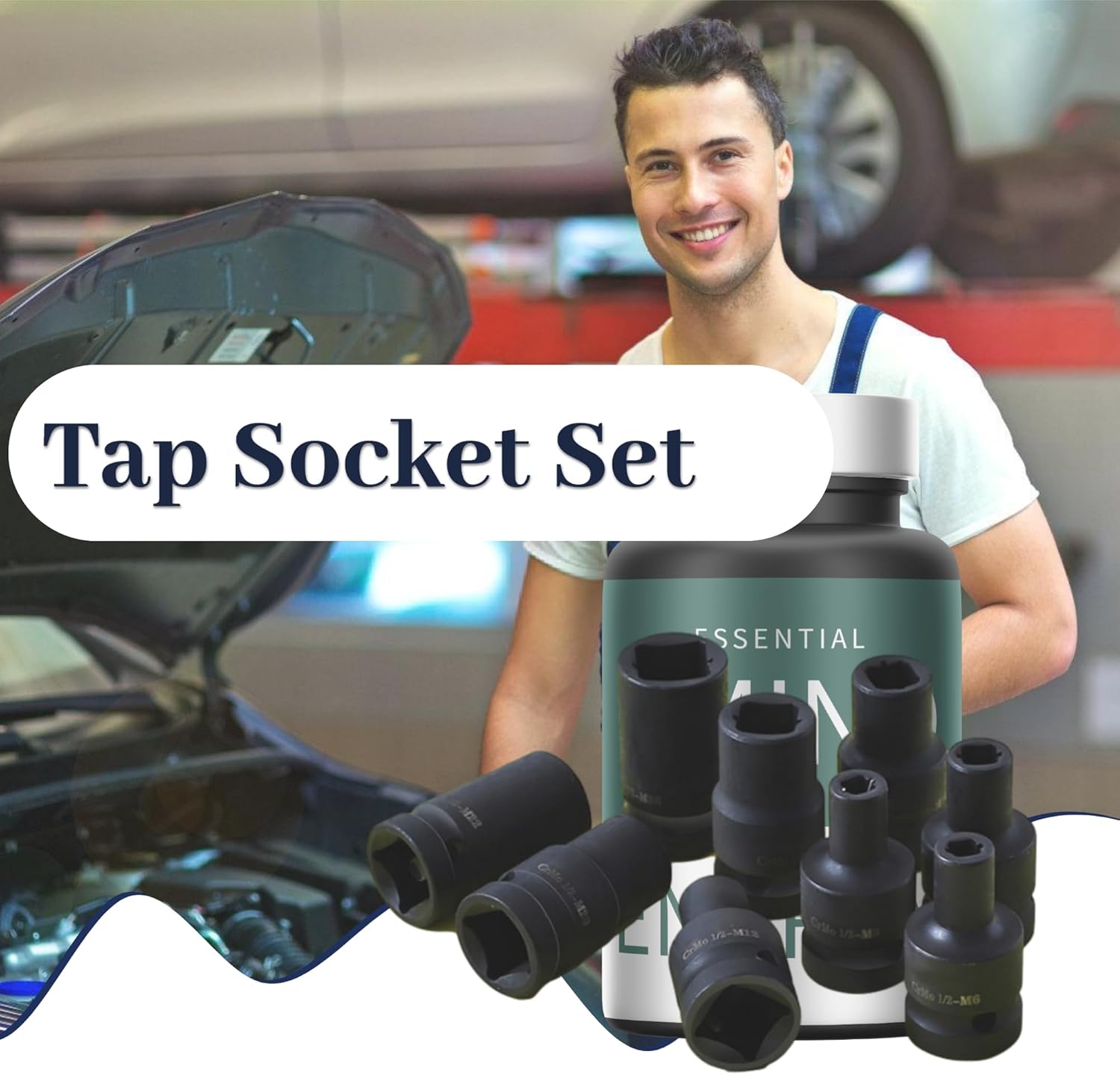 9Pcs Tap Sockets Set 1/2 Inch Drive Square Socket Set for Electric Pneumatic Hand Wrench