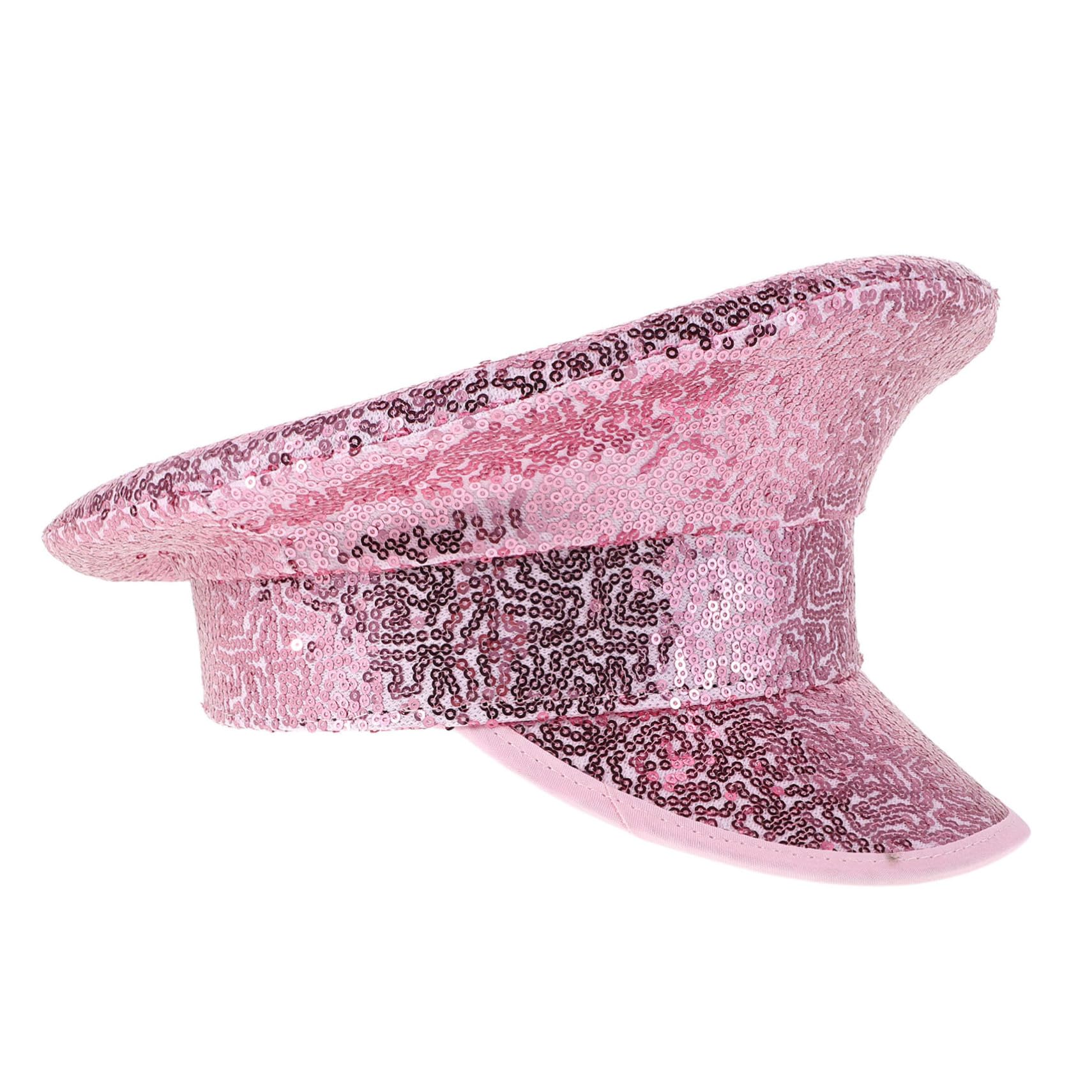Cappello da Capitano Paillettes Rosa, Tesa Larga, Donna, Festa Estiva | Poliestere Leggero, Facile da Pulire, Stile Vintage, per Uscite All'aperto e Gite in Vela