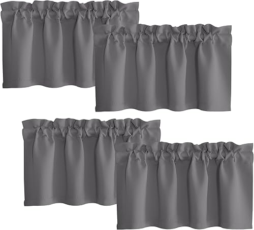 Miniatura 6 de NICETOWN 2 paneles de 42 x 63 pulgadas de largo, cortinas opacas con bolsillo para barra con 4 paneles de 42 x 16 pulgadas de largo, cenefas opacas