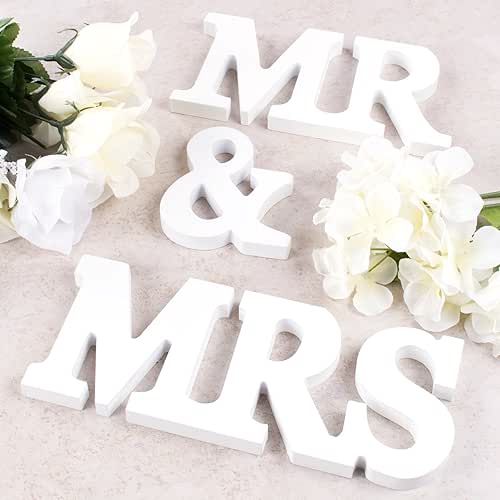 Super Z Outlet White Wooden Mr and Mrs Signs Wedding