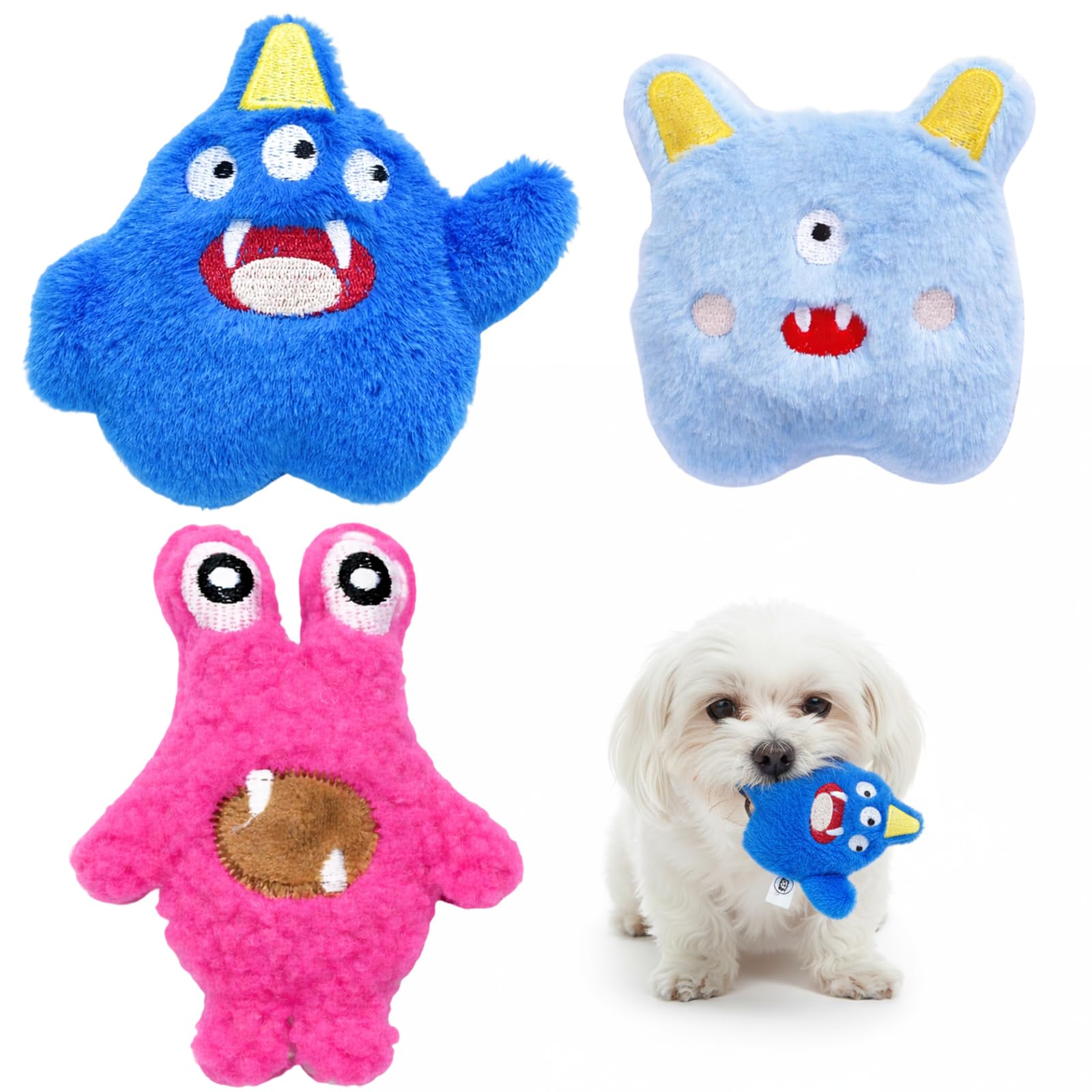 Tniytru Dog Toys, Squeaky Dog Toys for Small Dogs, Interactive Dog Training Toys, Three-Piece Set Measuring 28 by 22 cm Puppy Teeth Cleaning, for Small Pet Dog
