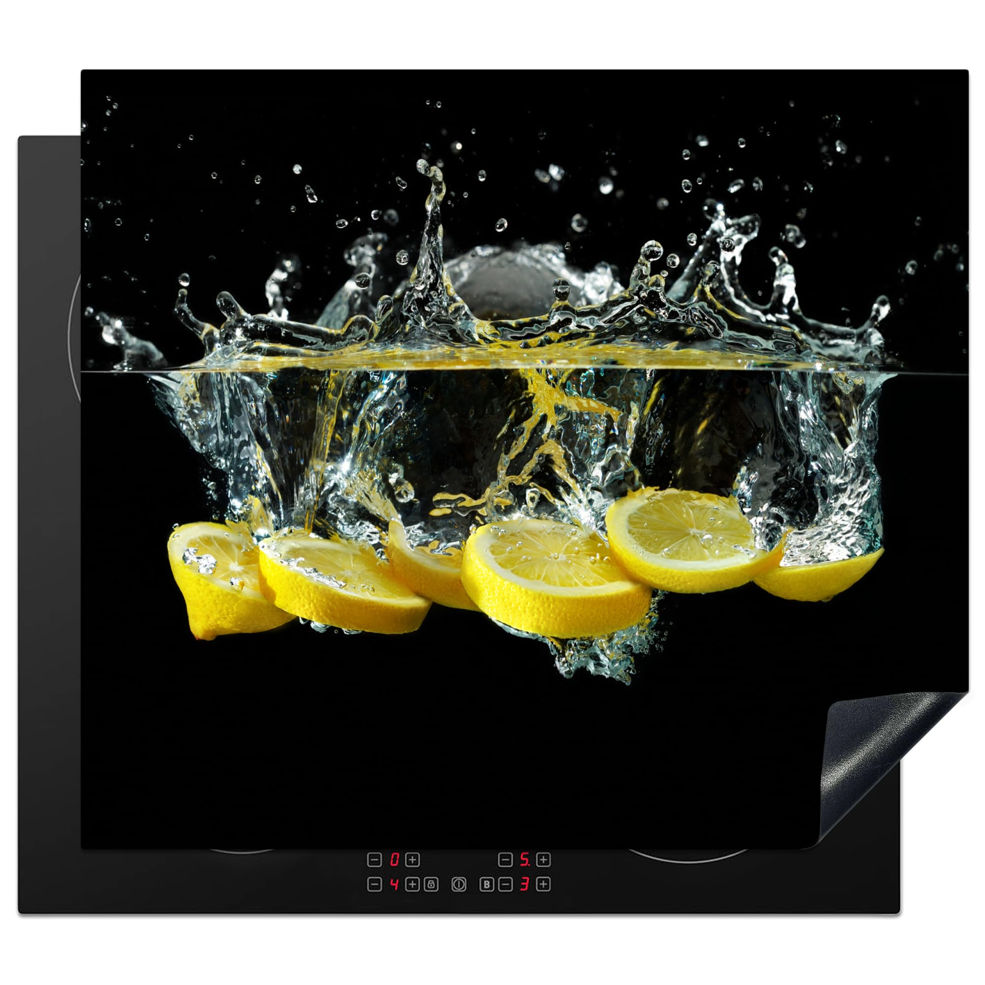 KitchenYeah© Cubre Vitrocerámica - Protector Vitroceramica Induccion 60x52 cm - Tapa Vitroceramica - Protector de Vitroceramica Limón - Fruta - Amarillo - Bodegón - Agua