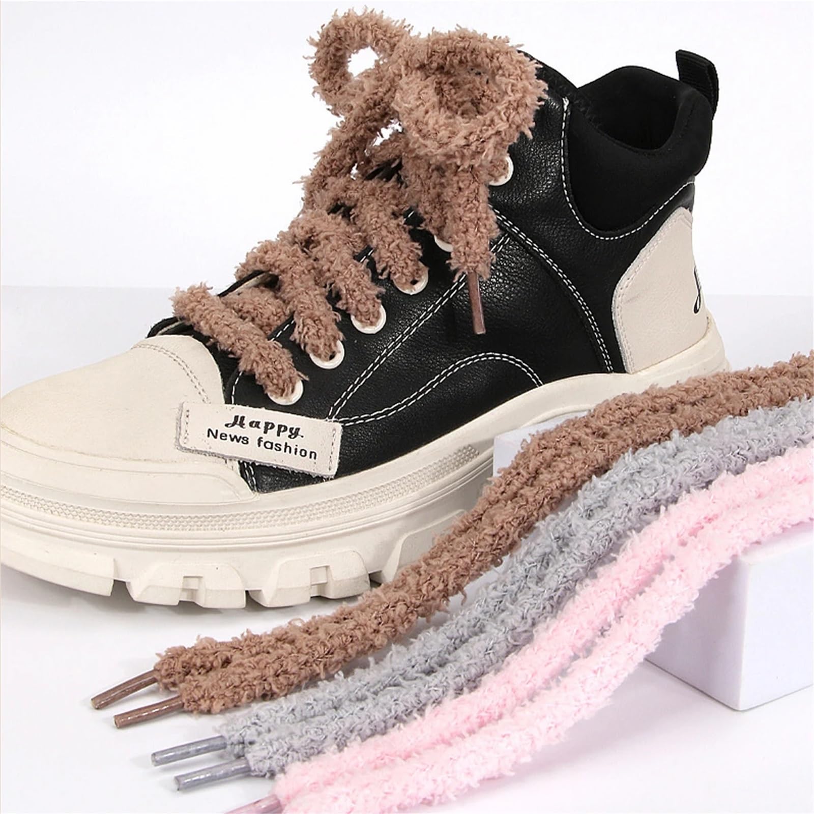 Cordones mullidos 10 Pares de Cordones mullidos de Invierno Cordones de Piel Redondos Gruesos for Botas de Nieve for Zapatos Casuales