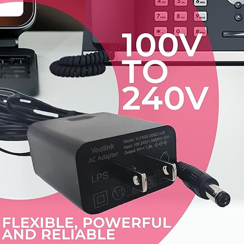 Miniatura 4 de Yealink PS5V1200US Fuente de alimentación 5V 1.2A, teléfonos compatibles con Yealink - SIP-T20P, SIP-T22P, SIP-T26P, SIP-T27, SIP-T28P, SIP-T41P,