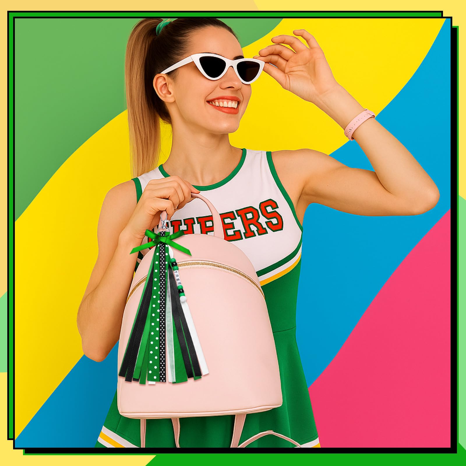 Nosiny 12 portachiavi Cheer Cheerleader regali per squadra personalizzati fai da te perline nastro portachiavi kit cheer bag tag per donne