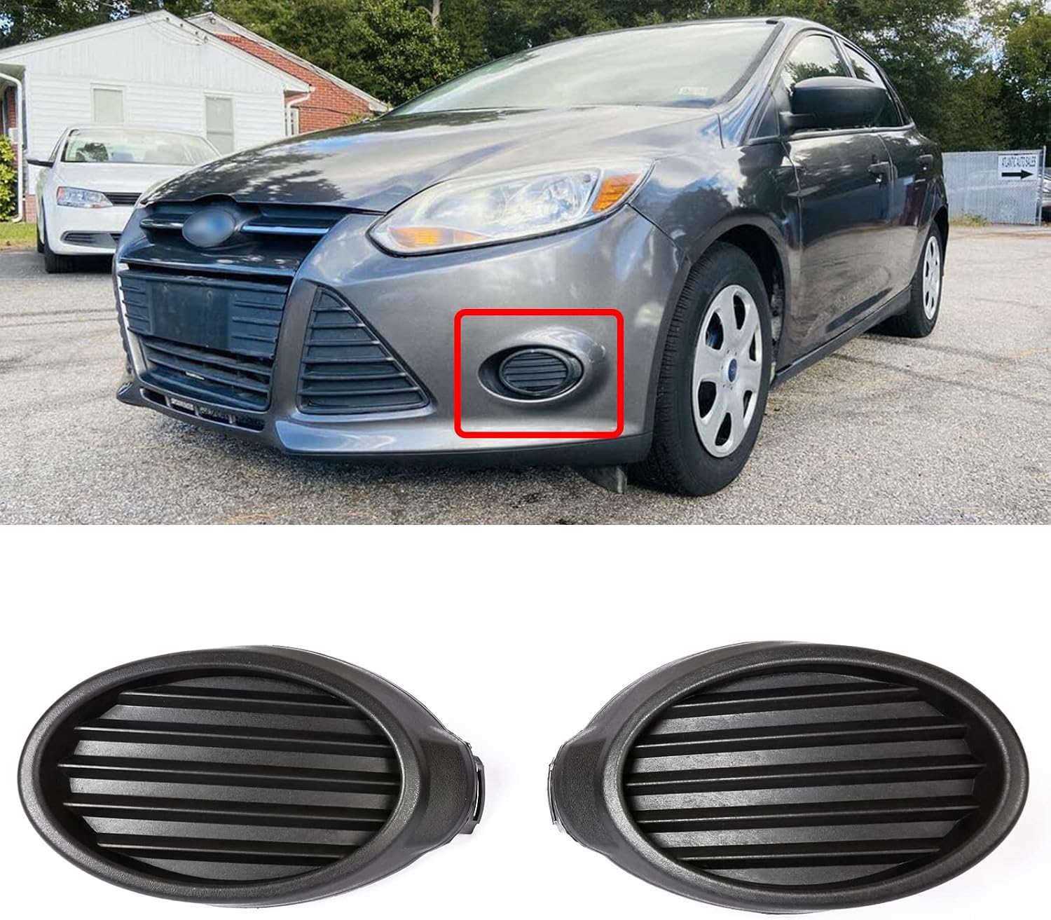 PENSUN Front Fog Lights Cover Lamp Cover Bezel Kit Fit for 2012 2013 2014 Ford Focus, 1 Pair Driver & Passenger Side for FO1038116 FO1039116