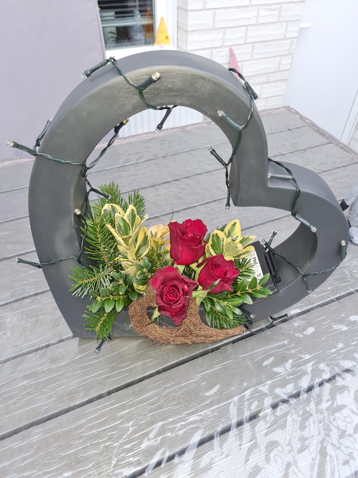 Kieskönig Pflanzschale Herz stehend Garten Blume Grab Grabschmuck Deko