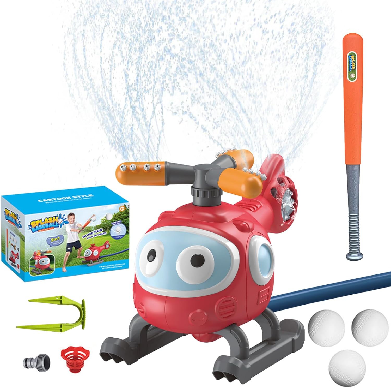 Water Toy Baseball Toy Children, Helicopter Sprinkler Water Toy for Children, Garden Summer Splash Toy for Boys Girls 3-8 Years for Water Flower Lawn Garden Summer