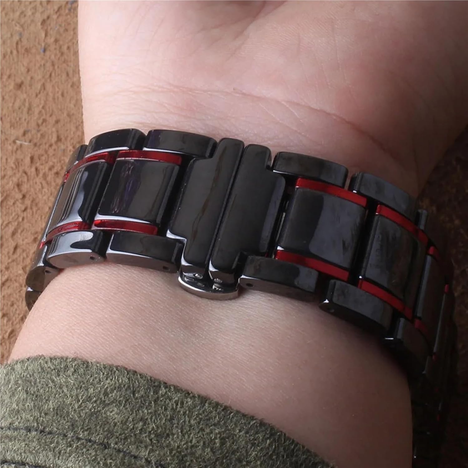 Quick-release Watch Band Ceramic Watch StrapStainless Steel Folding Clasp Unisex