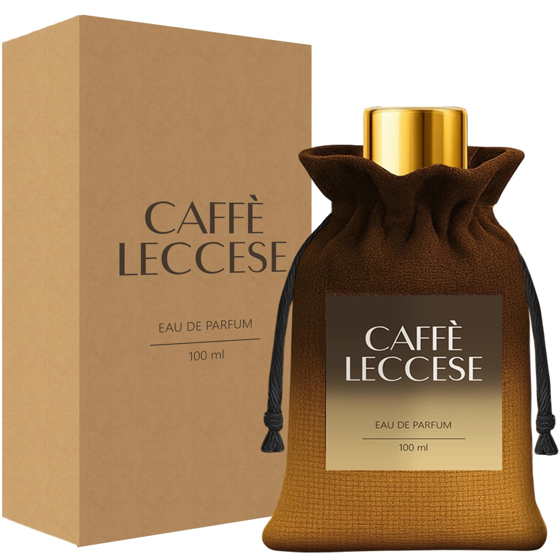 Profumo Caffè Leccese, Fragranza Unisex, Eau de Parfum, 100ML, Aroma Mandorla e Caffe, Made in Italy, Gold Collection, Il Signore dei Profumi, Caffè del Salento e Puglia