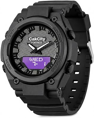 Sports Watch for Men, Tactical Military Waterproof Outdoor Mens Wristwatch | dual dial, shock resistant, 50M water resistance, stopwatch, multifunction, backlight, timer, 2 alarm,world time, black