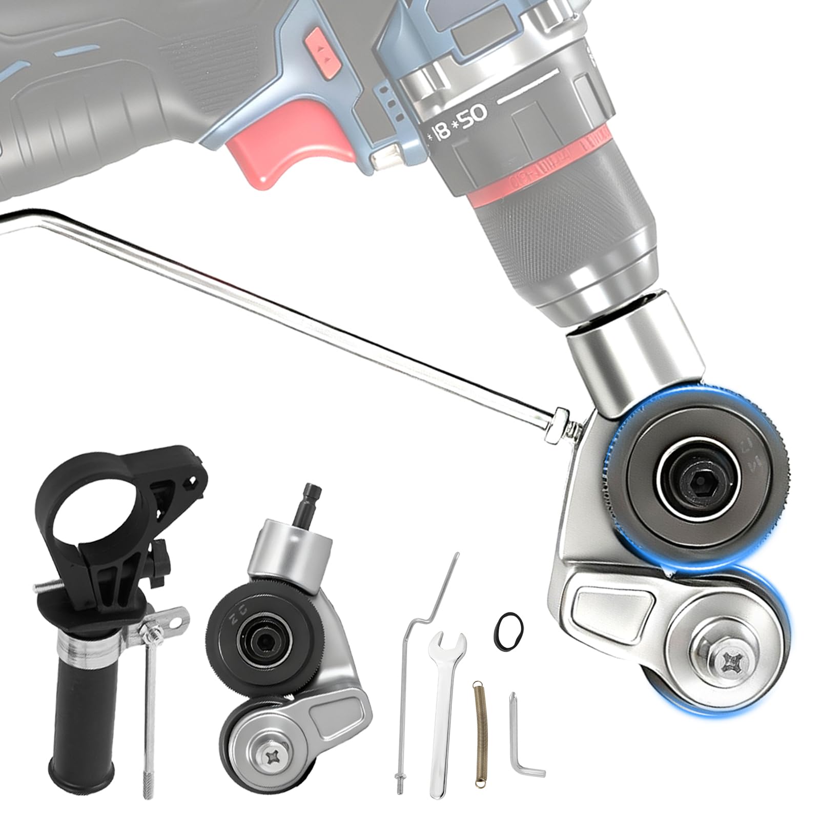 Metal Nibbler Drill Attachment, Heavy-Duty Sheet Metal Cutter for Electric Drill, Double-Cut Nibbler Tool for Fast Clean Cutting of Iron, Steel, Aluminum, Copper and Plastic Panels