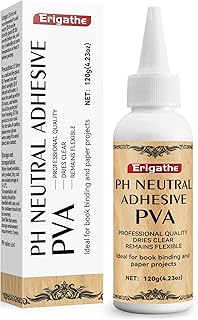 Erigathe Neutral PH PVA Glue, Art Precision Craft Book Adhesive, Archival Quality Acid-Free, All-Purpose, Dries Clear and Remains Flexible, Used for Bookbinding and Repair, Framing, Collages, Paper。