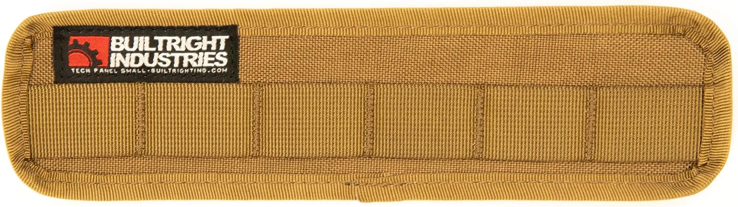 BuiltRight Industries Tech Panel – Small (2.5" x 9.5") – Coyote Tan – Universal Vehicle MOLLE Organizer for Pouches, Clips, and Gear
