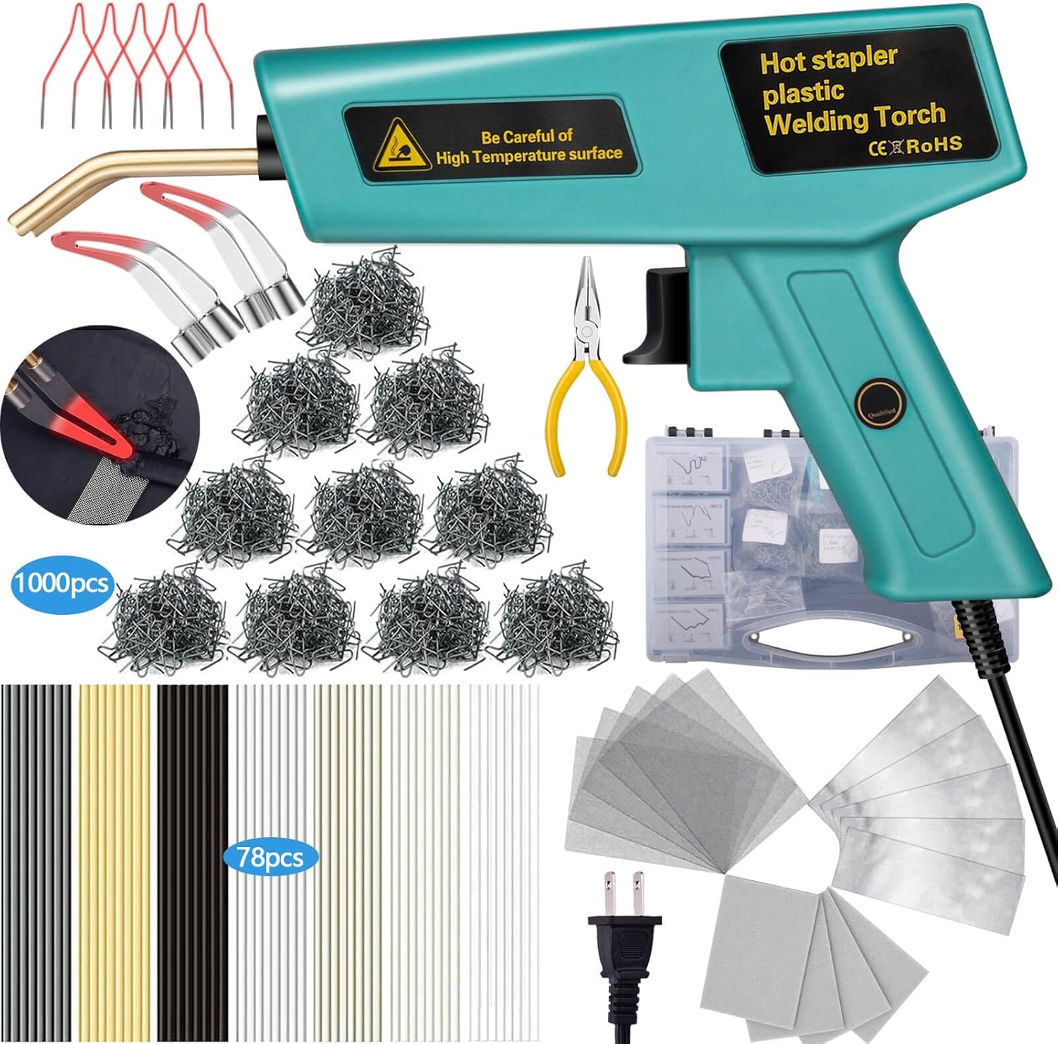 Plastic Welder, 2 In 1 Plastic Welding Kit, 1000pcs Hot Stapler Plastic Repair Kit For Car Bumper Cracks Kayaks Plastic Toys - Foto 5