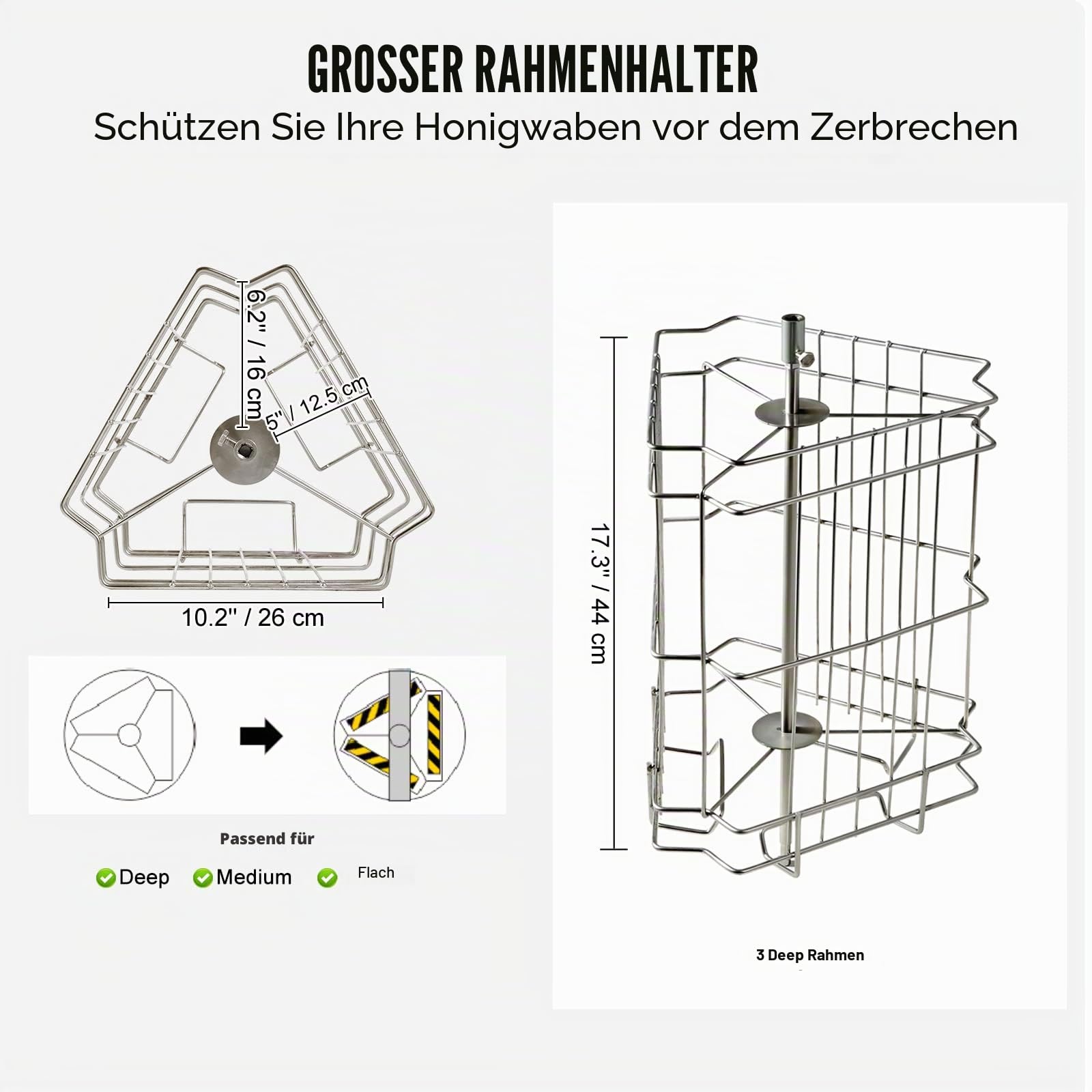 VEVOR Manuelle Honigschleuder Tangentialschleuder Edelstahl 3 Rähmchen Honigextractor 45mm Honigventil Diagonalschleuder 48x16/23cm Wabengröße Durchsichtiger Deckel Imkerei Bienenzüchter Zubehör