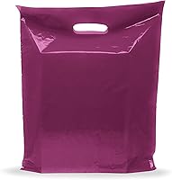 Vista 1 de Purple Merchandise - Bolsas de plástico para compras, paquete de 200 unidades de 9 x 12 pulgadas con 1.5 mil de grosor, asas troqueladas, perfectas