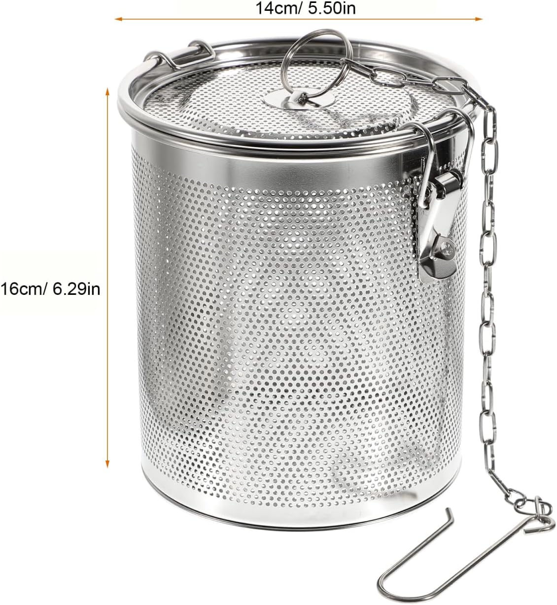 Hemoton Stainless Steel Tea Ball Infuser Large Capacity Tea Strainer Infuser Cooking Strainer Basket Seasoning Strainer with Extended Chain Hook for Brew Loose Leaf Tea, Silver 5.5x5.9inch