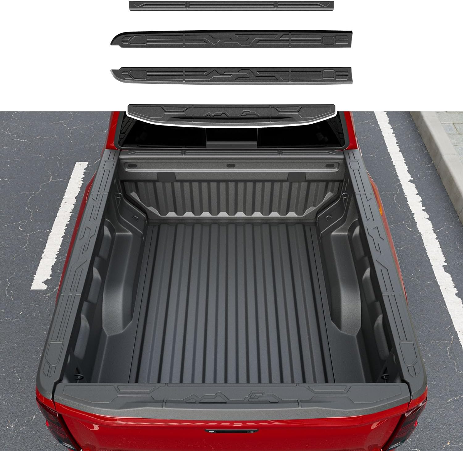 4PCS Truck Bed Rail Cap Compatible with 2023-2026 Chevy Colorado GMC Canyon Truck Side Tailgate Rail Protectors Cover Replacement for 2023-2026 Chevy Colorado Accessories