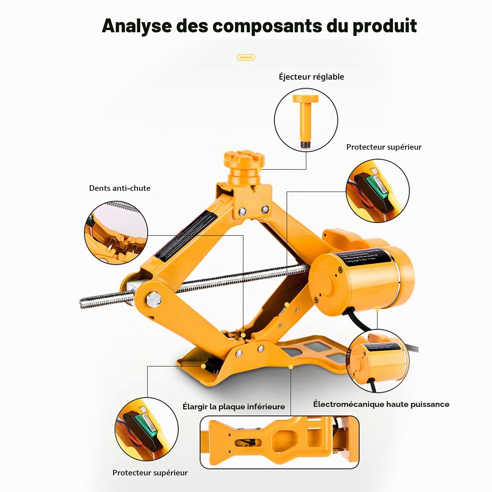 3T Cric Electrique Voiture DC 12V, Crics de Levage Auto 120-350mm 170-420mm