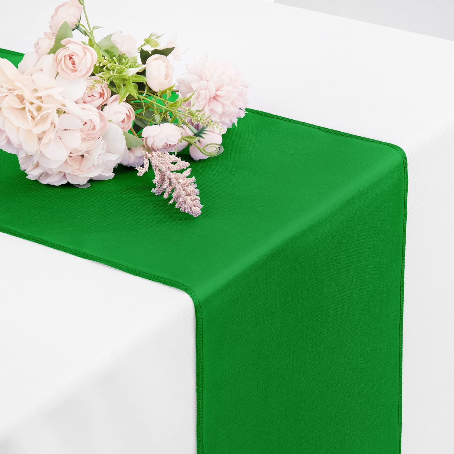 Lot de 20 chemins de table en satin - 30,5 x 274,3 cm de long - Décoration de mariage, fête d'anniversaire et banquet - Émeraude