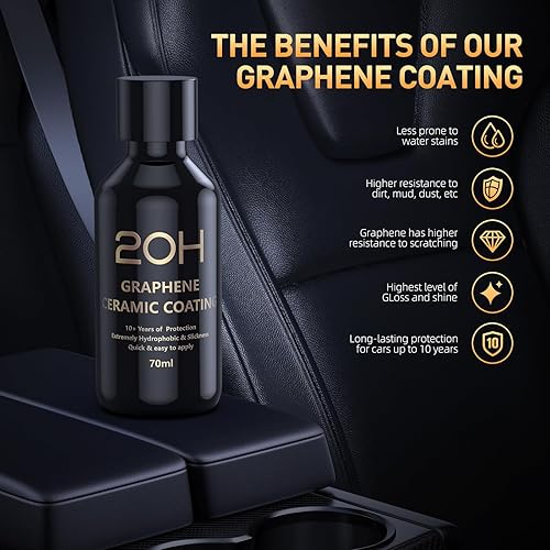 Miniatura 7 de Revestimiento de cerámica de grafeno avanzado 20H para automóviles (2.4 onzas líquidas), kit de detalles de automóvil, más de 10 años de protección
