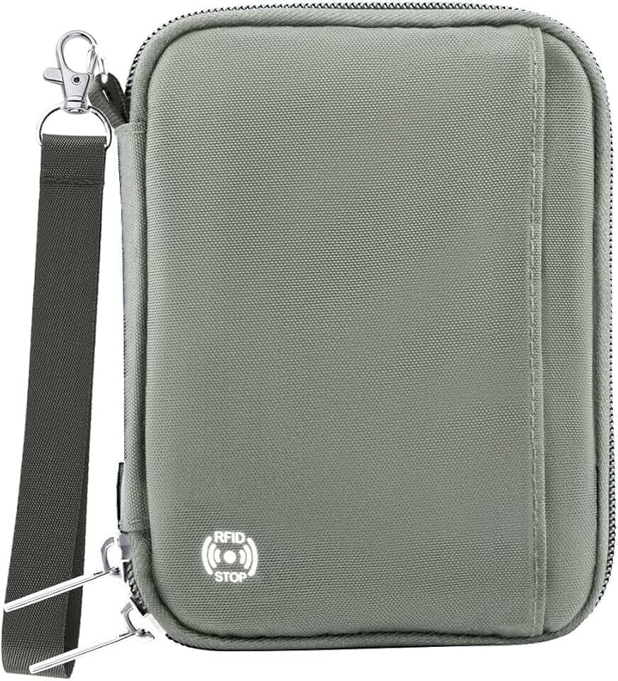 Passport Holder for Travel - RFID Blocking Travel Wallet Essentials Organizer with Card Slots & Zipper Pocket (Women/Men)