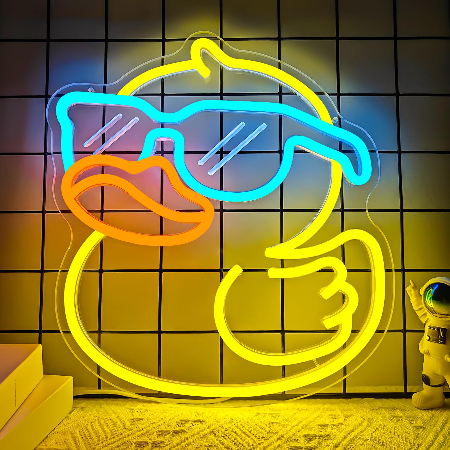 Ajoyferris Duck Neon Sign Cool Duck Neon Lights for Bedroom Dimmable Switch Cute Duck with Glasses Led Sign Bathroom Decor Light Up Duck Night Light Gifts for Kids