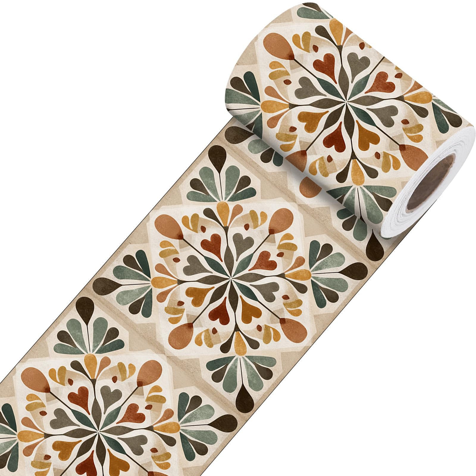 Nuxovilar Boho Retro Floral Peel Stick Wall Border PVC 3.94x16.4'