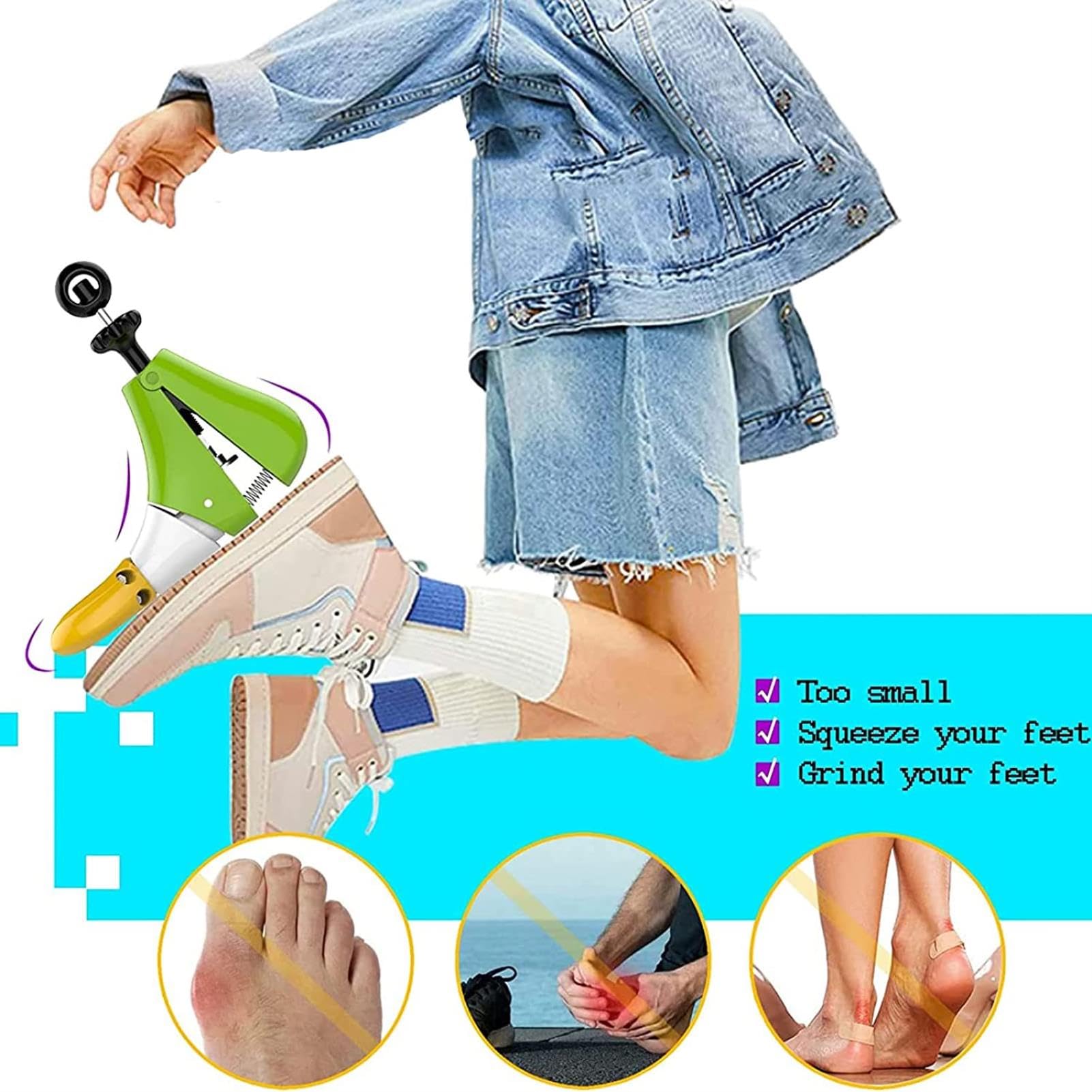 REVAHI Extensor de Zapatos para Hombres y Mujeres, expansor de árbol de Zapatos de plástico, Longitud y Ancho Ajustables, Moldeador de Zapatos Deportivos de Parte Superior Alta para Botines (37)