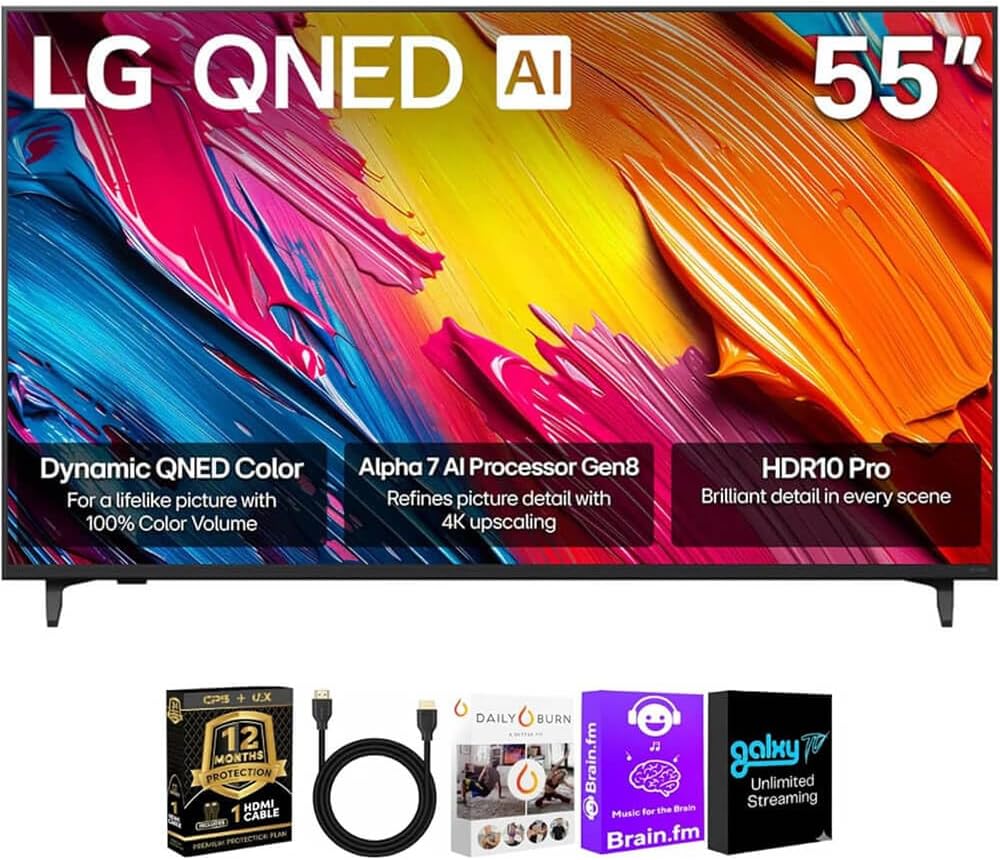 LG 55QNED70KIT1 55QNED70KI 55 inch Class QNED70A Series 4K QNED Smart TV webOS HDR WiFi Bluetooth Streaming Bundle wit