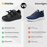 FitVille Scarpe Uomo Extra Larghe Sneakers Regolabili con Chiusura a Strappo, Ideali per Piedi Sensibili Nero 46 EU XX-Larga - 8