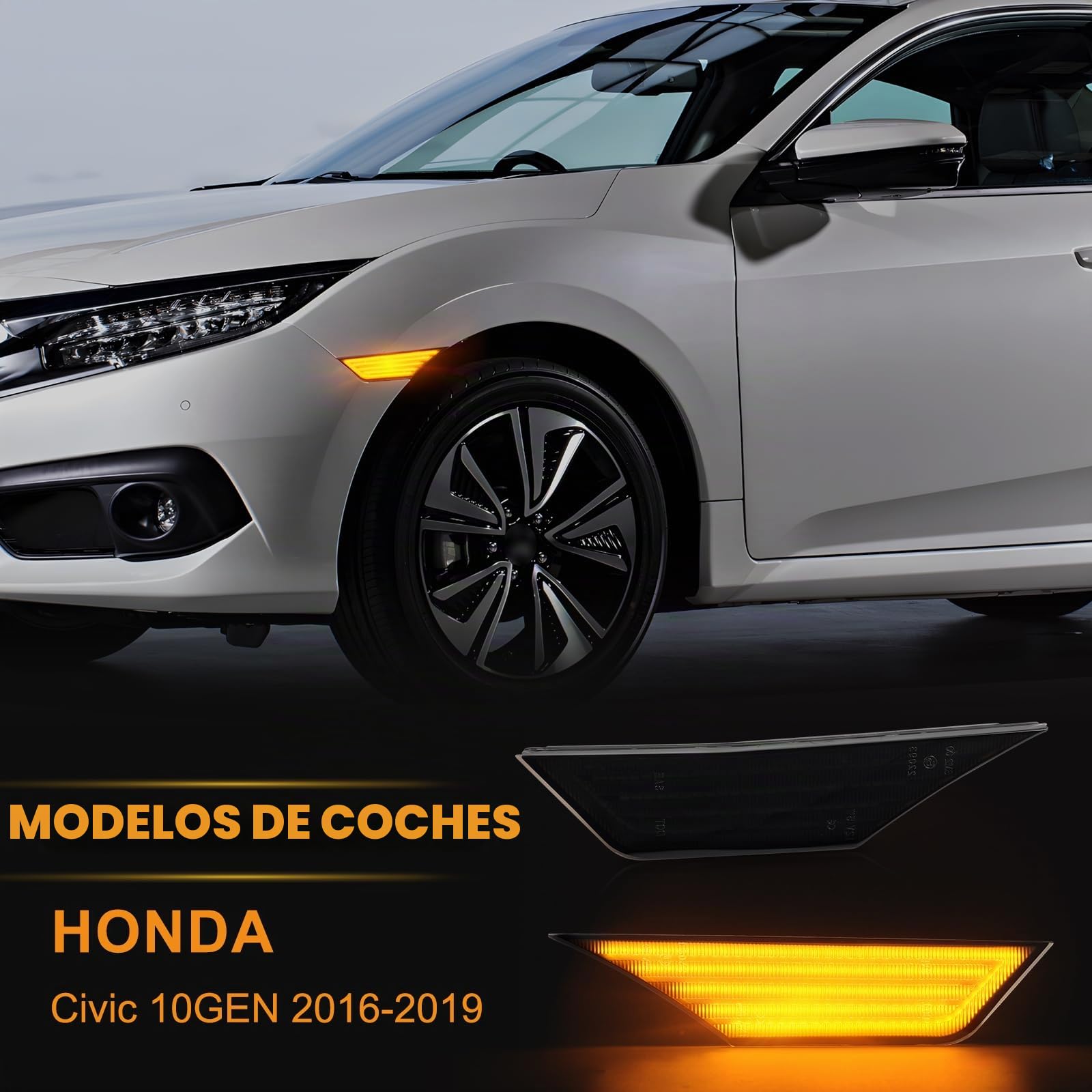 Intermitente Lateral LED para Honda Civic 10GEN 2016 2017 2018 2019, luz LED intermitente con bus Canbus, Indicador Laterales, 2 Piezas