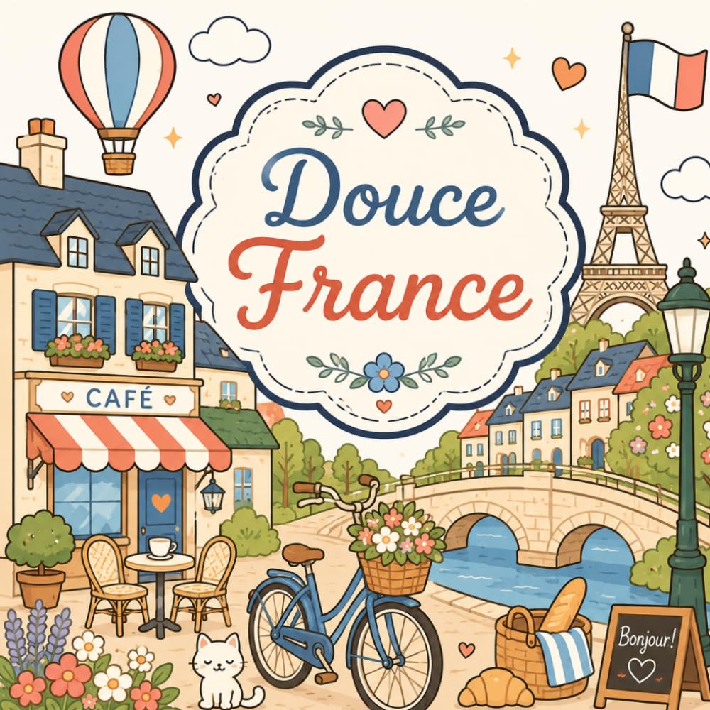 Douce France: livre de coloriage poétique inspiré des plus beaux lieux de France