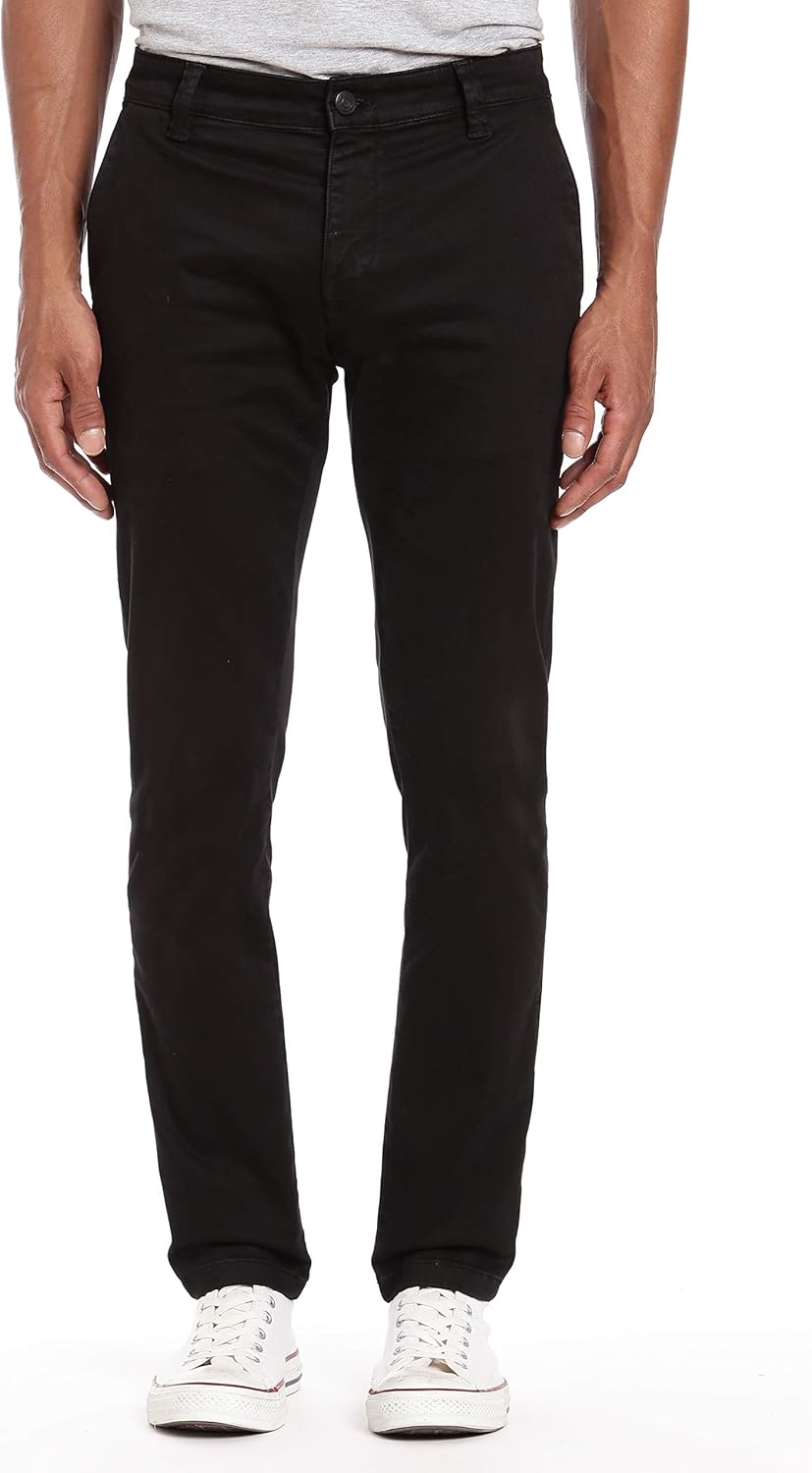 Mavi Men's Johnny Regular Rise Slim Leg Chino Pants, Black Sateen Twill 40 x 30