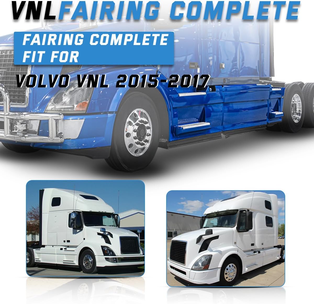 VNL Fairing Step Panel Left Driver Side Compatible with 1997-2014;2015-2017 Volvo VNL Semi-Trucks (25" Fairing Skirt Side Panel, Left)