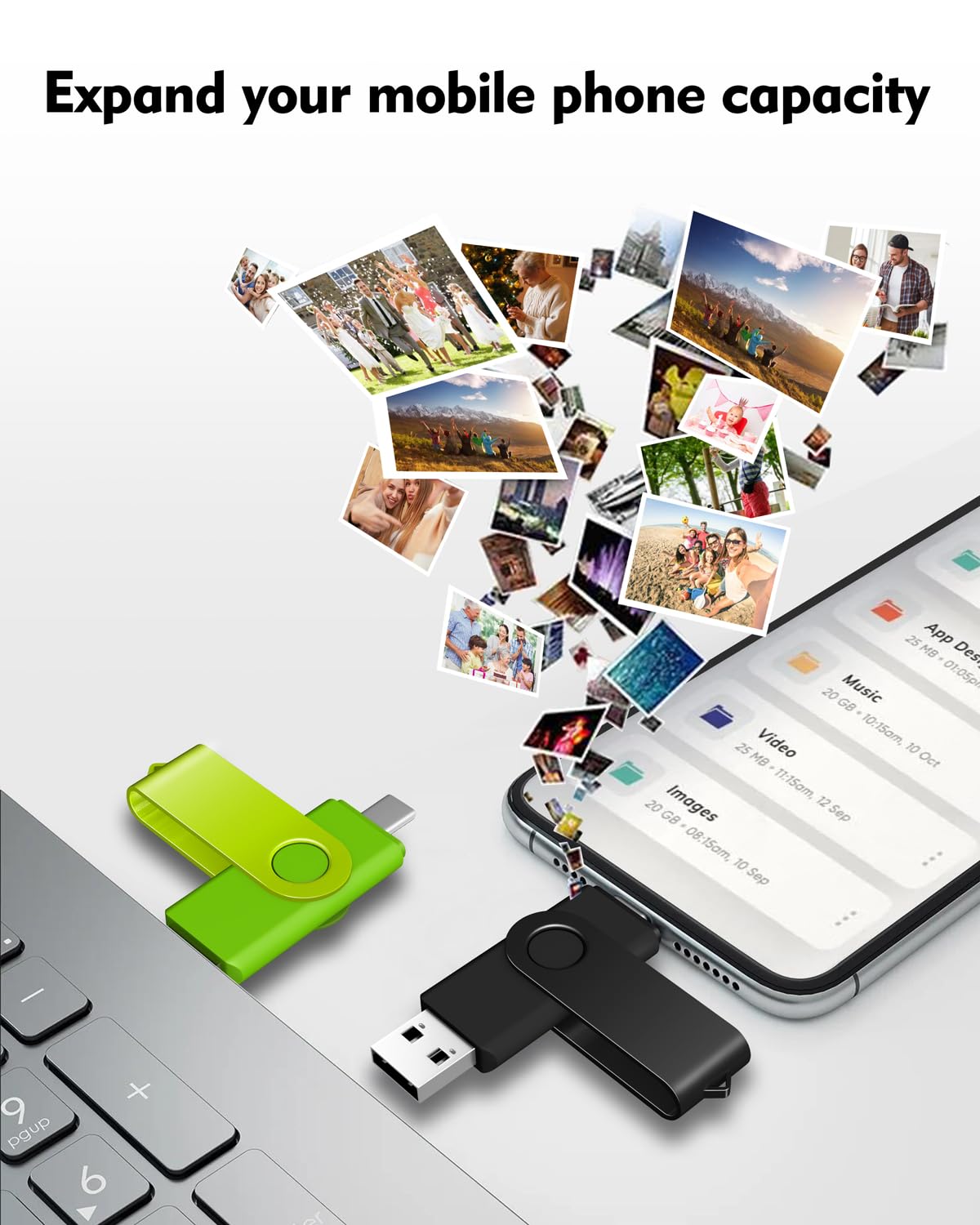 AreTop Chiavetta USB C da 64 GB, doppia chiavetta USB 2.0 da 64 GB, design girevole, 2 in 1, portatile, di tipo C, per smartphone Android, computer, MacBook, tablet, PC, confezione da 10